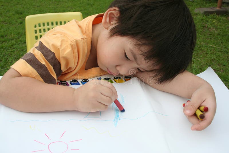 Boy drawing stock photo. Image of draw, preschool, child 2080062