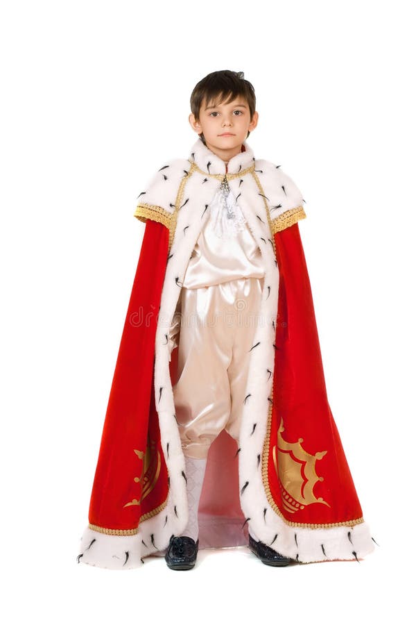 Boy Dressed in a Robe of King Stock Photo Image of historical