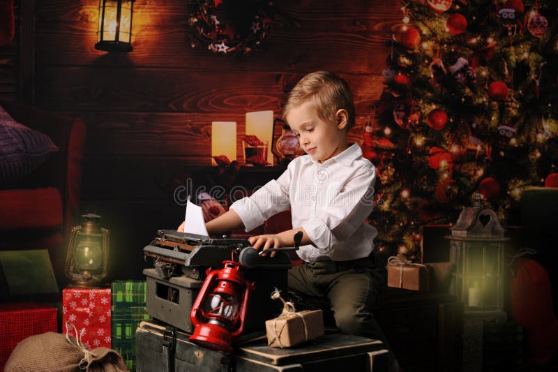 Boy dressed in Santa Claus`s Christmas royalty free stock images Boy dressed in Santa Claus`s Christmas royalty free stock images