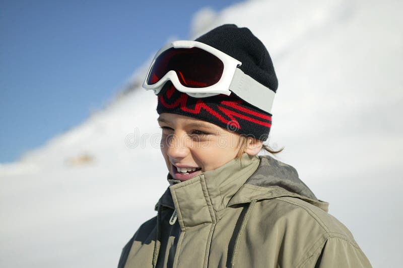 Boy wearing ski goggles stock image. Image of clothing 8992087