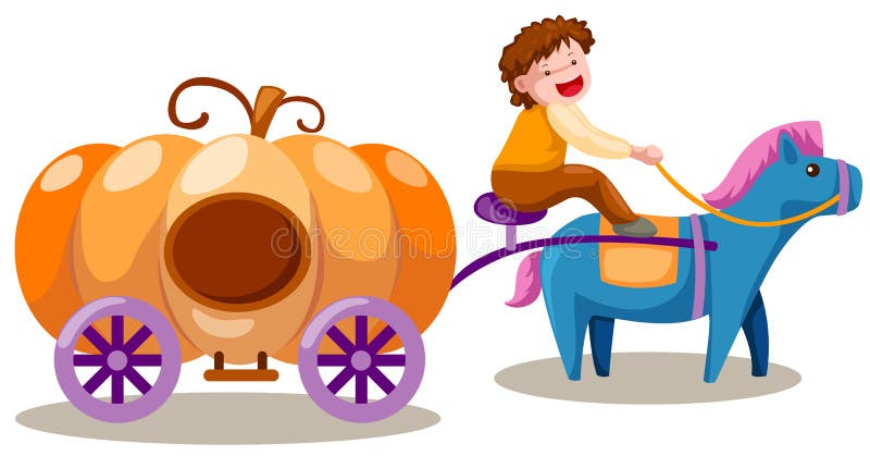 Boy driving pumpkin carriage