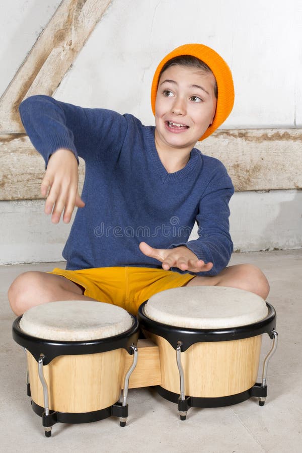 Boy with a drum stock photos Boy with a drum stock photos
