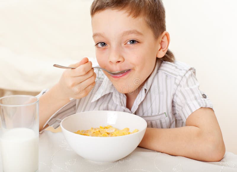 Boy Eat Breakfast Royalty Free Stock Image - Image: 23528526
