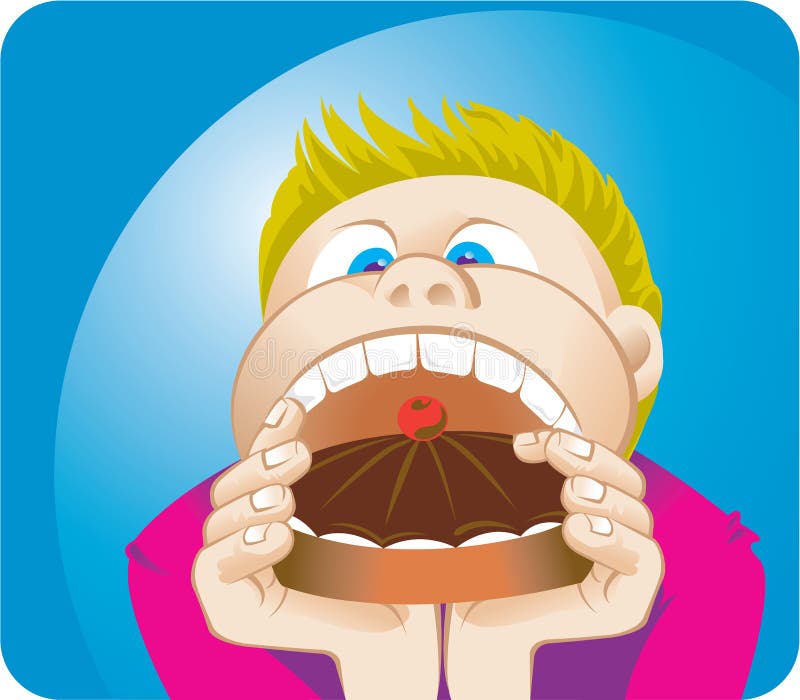 Cartoon Parts Of Human Mouth. Open Mouth And White Healthy Tooth Stock