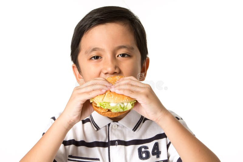 Boy eating a burger stock image. Image of hungry, cooked 31644665