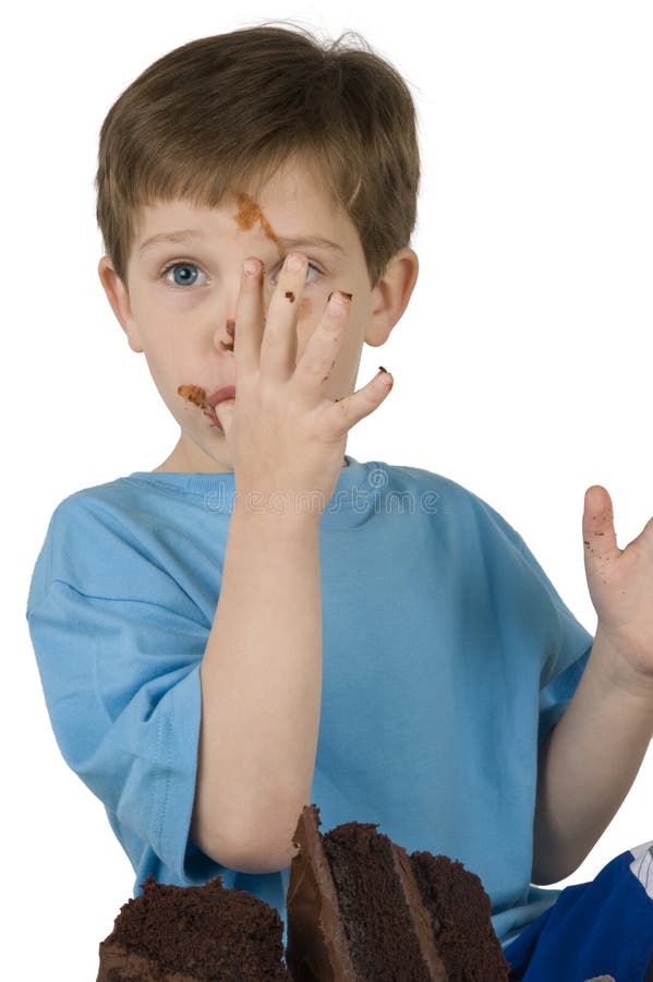 Boy Eating Cake stock image. Image of yummy, party, mess 9248153