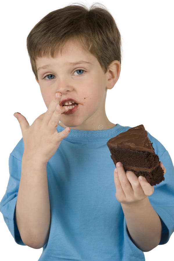 Boy Eating Cake stock image. Image of yummy, party, mess 9248153
