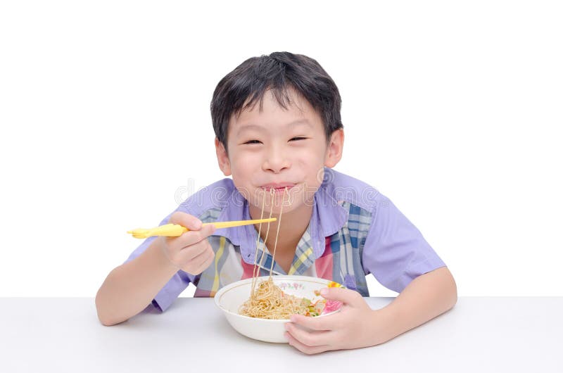 Boy Eating Noodle by Chob Stick Stock Photo Image of noodles, pretty