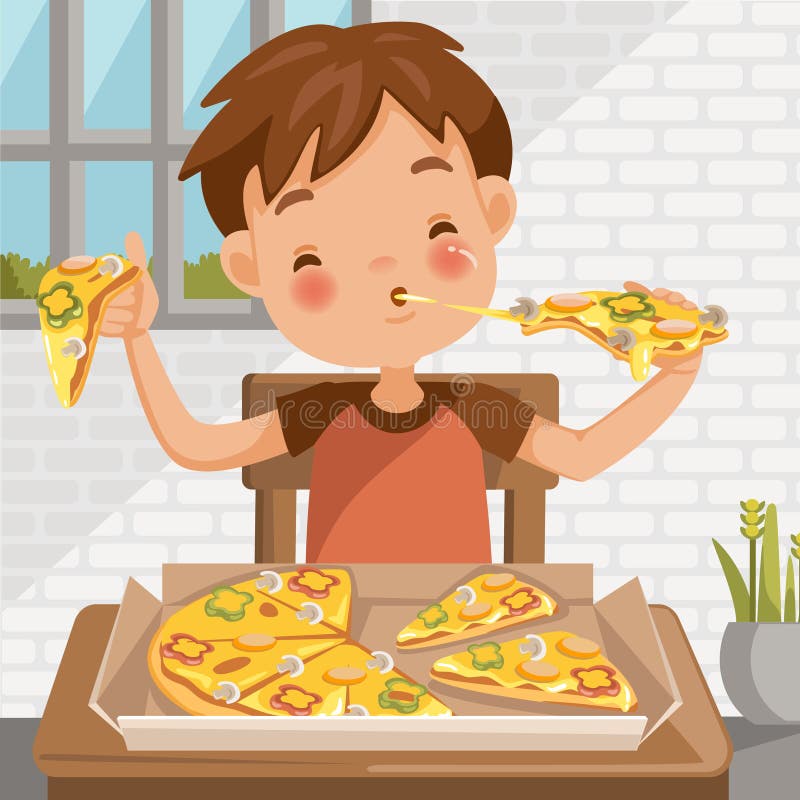Child Eating Pizza Stock Illustrations – 214 Child Eating Pizza ...