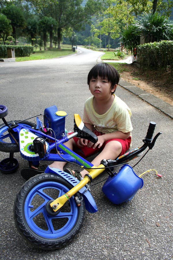 Boy falling off