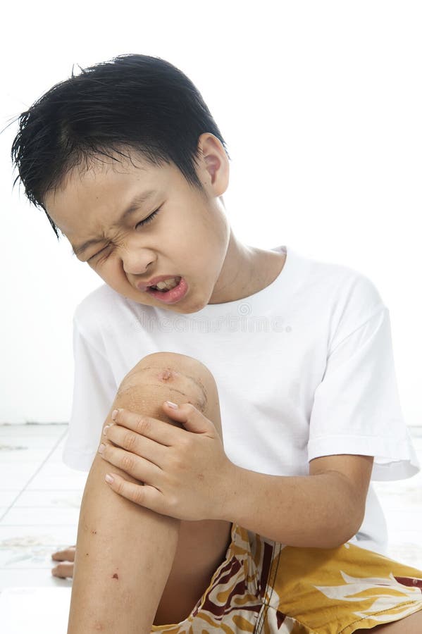 Boy Fell Pain From His Wound On Knee Stock Image Image of wound