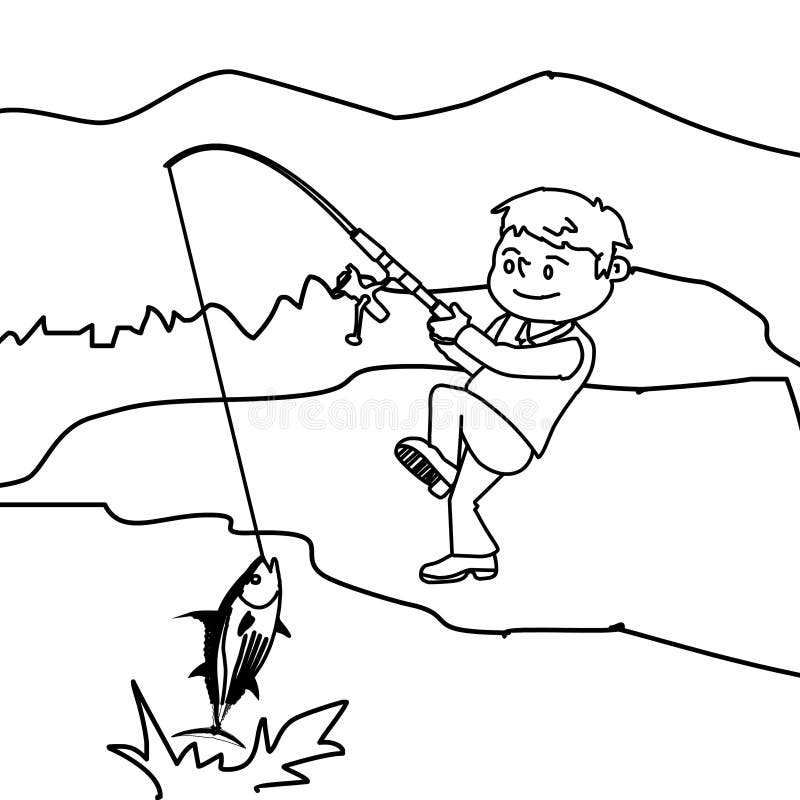 fishing rod coloring pages