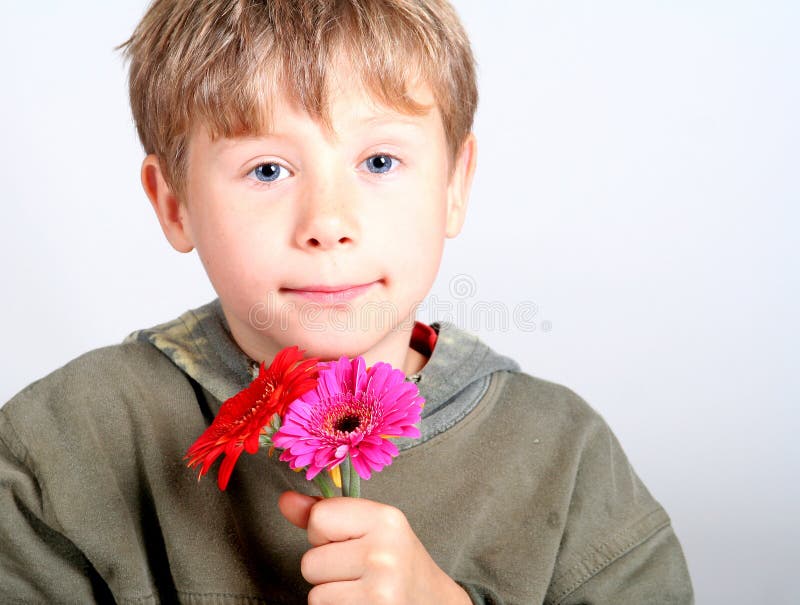 Boy with flowers