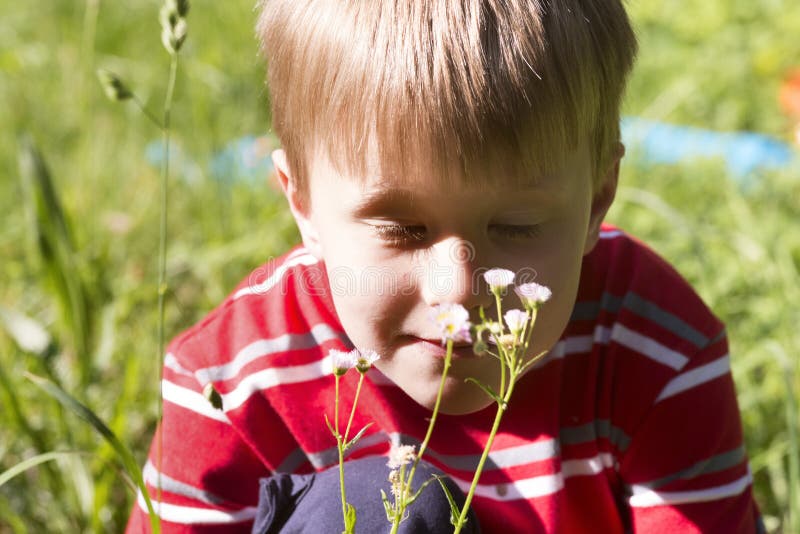 Boy with flowers