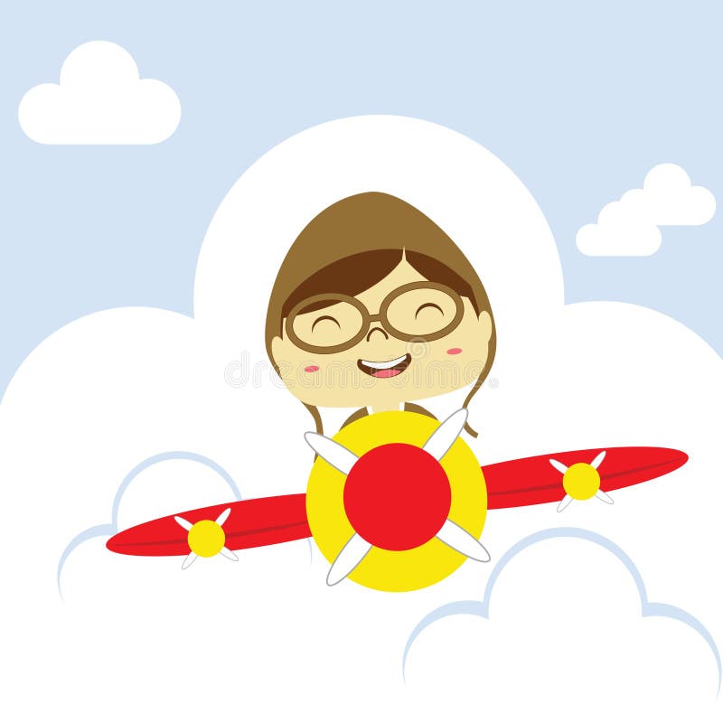 Boy flying in glider plane. Vector illustration decorative design royalty free illustration