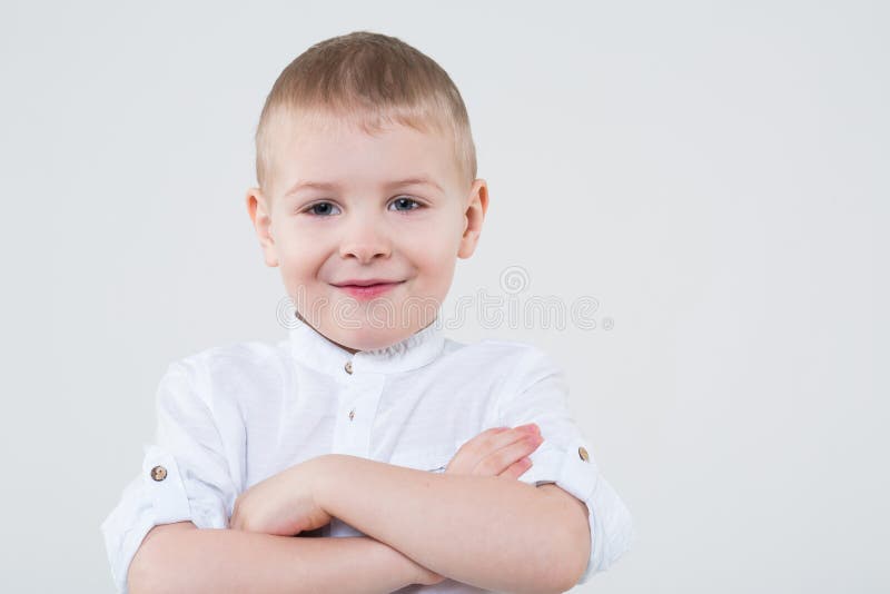 Boy Folded His Arms Across His Chest Royalty Free Stock Photography