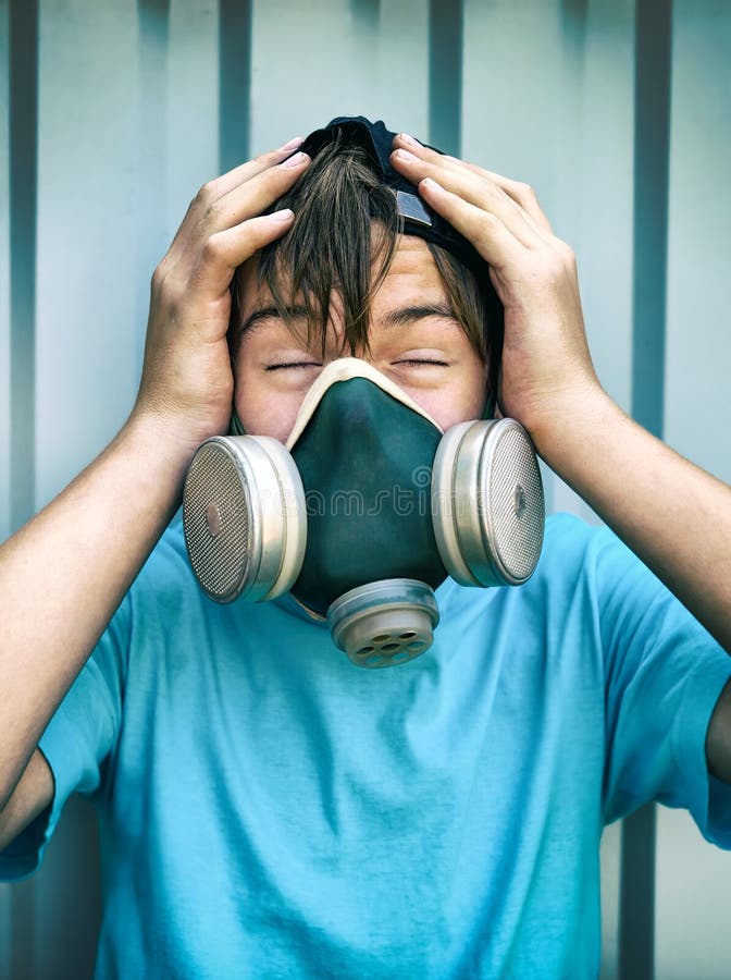 Boy in the Gas Mask stock image. Image of harm, protective 111842279