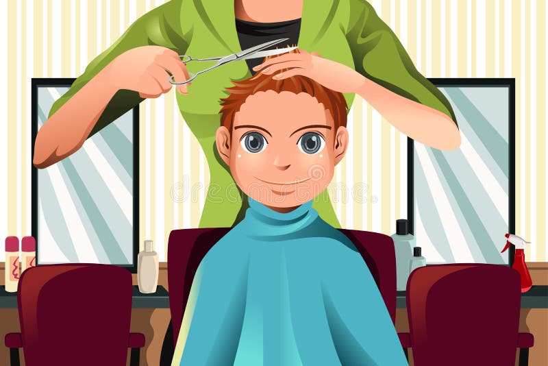 Boy getting a haircut stock vector. Illustration of vector 