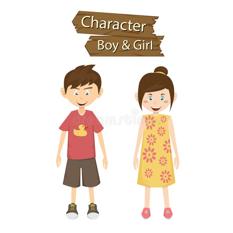 Boy and Girl character vector illustration. Hispanic family cartoon vectors