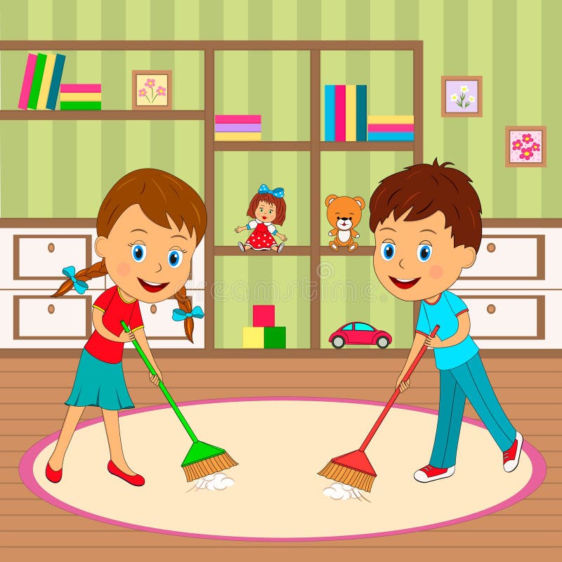 Boy and Girl are Cleaning Room Stock Vector - Illustration of dust, domestic: 125370239 Boy and Girl are Cleaning Room Stock Vector - Illustration of dust, domestic: 125370239