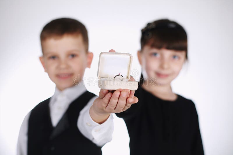 Boy and Girl Giving Box with Ring Stock Image Image of marry, gift