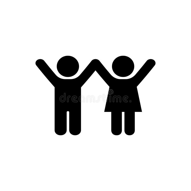 Boy and girl icon icon in flat style. Child symbol