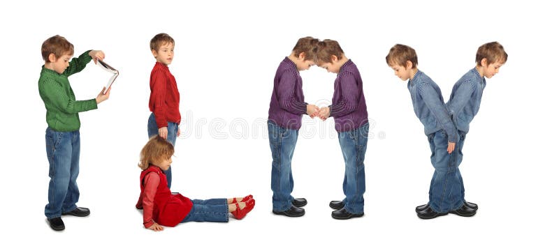 Boy and girl making word PLAY, collage stock images Boy and girl making word PLAY, collage stock images