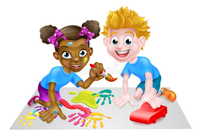 Boy and Girl Playing in the Sand Stock Vector - Illustration of ...