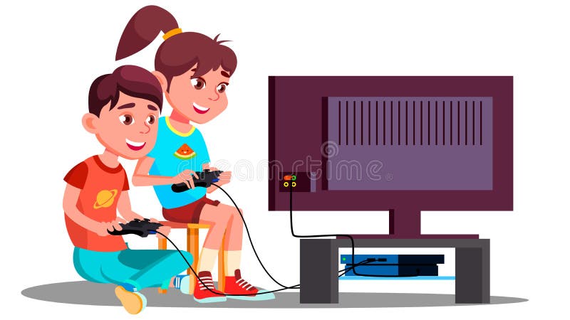 Child teen playing online video games on computer Vector Image