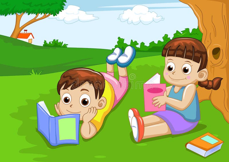 Boy and girl reading