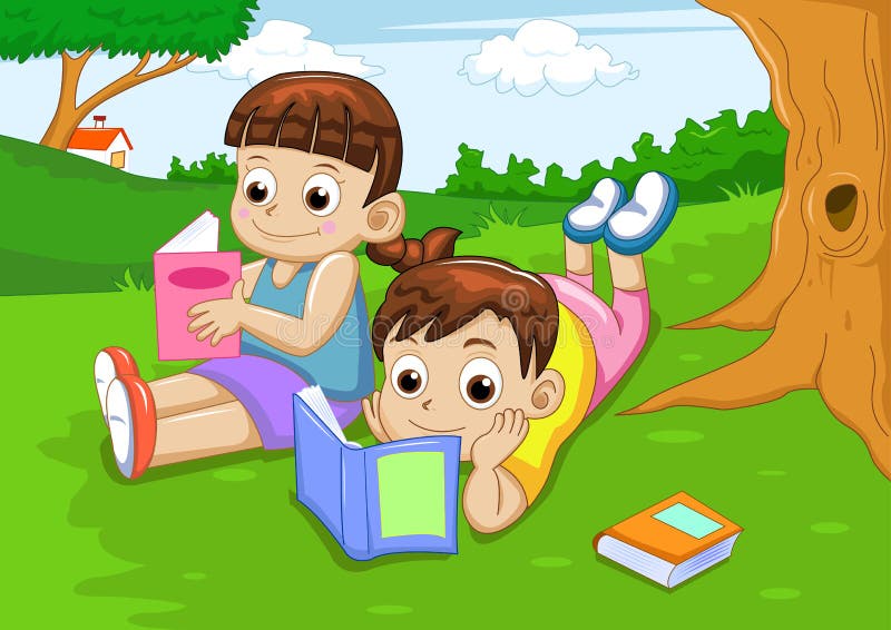 Boy and girl reading