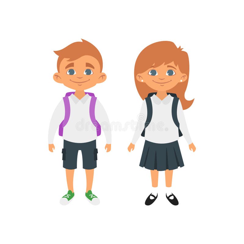 Boy and Girl in School Uniform Stock Vector - Illustration of schoolgirl,  smiling: 99193924