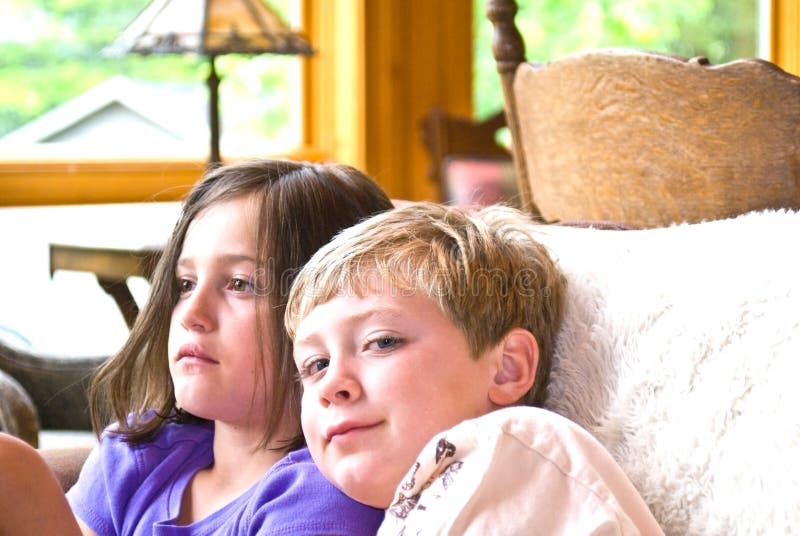 Boy and Girl on Sofa