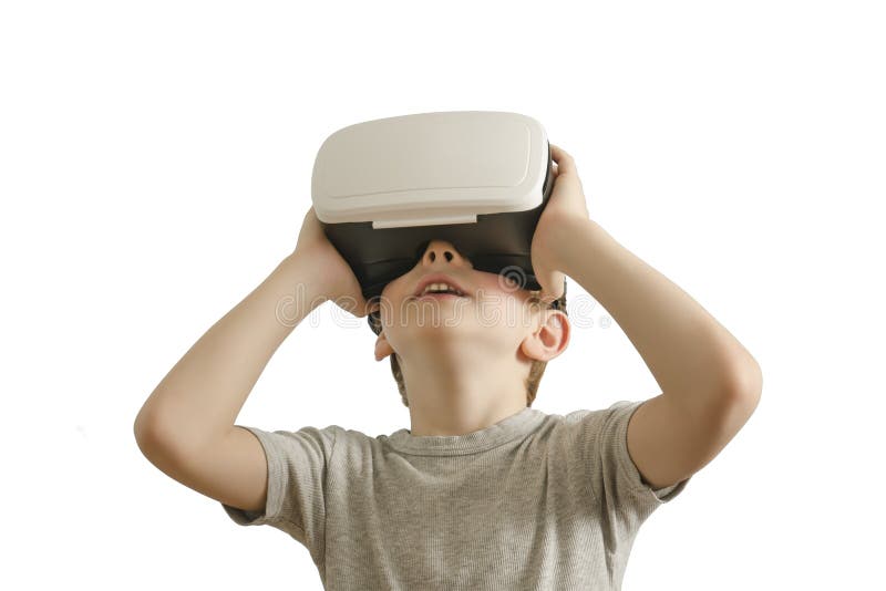 Boy with Glasses of Virtual Reality. White Background Stock Photo - Image  of glasses, surprised: 122593692