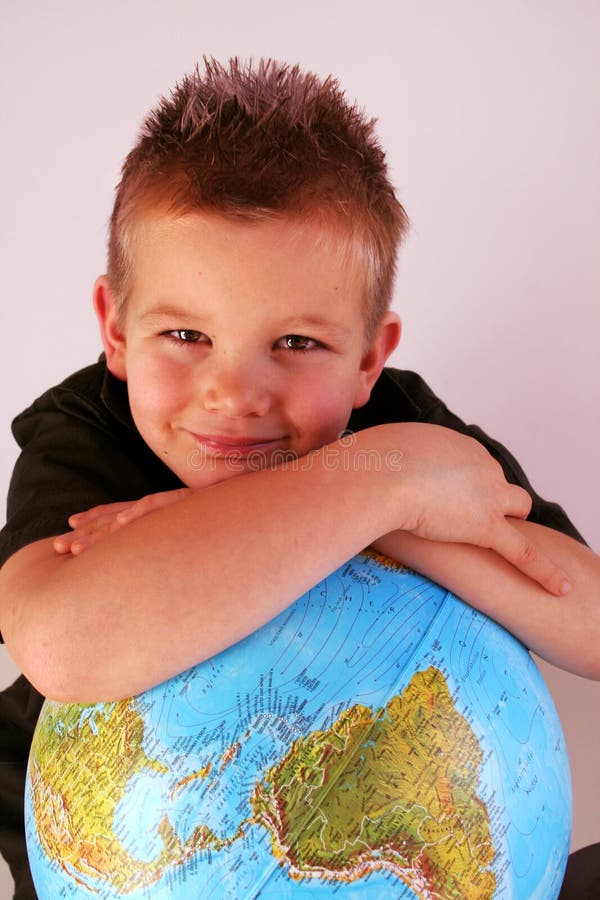 Boy with globe