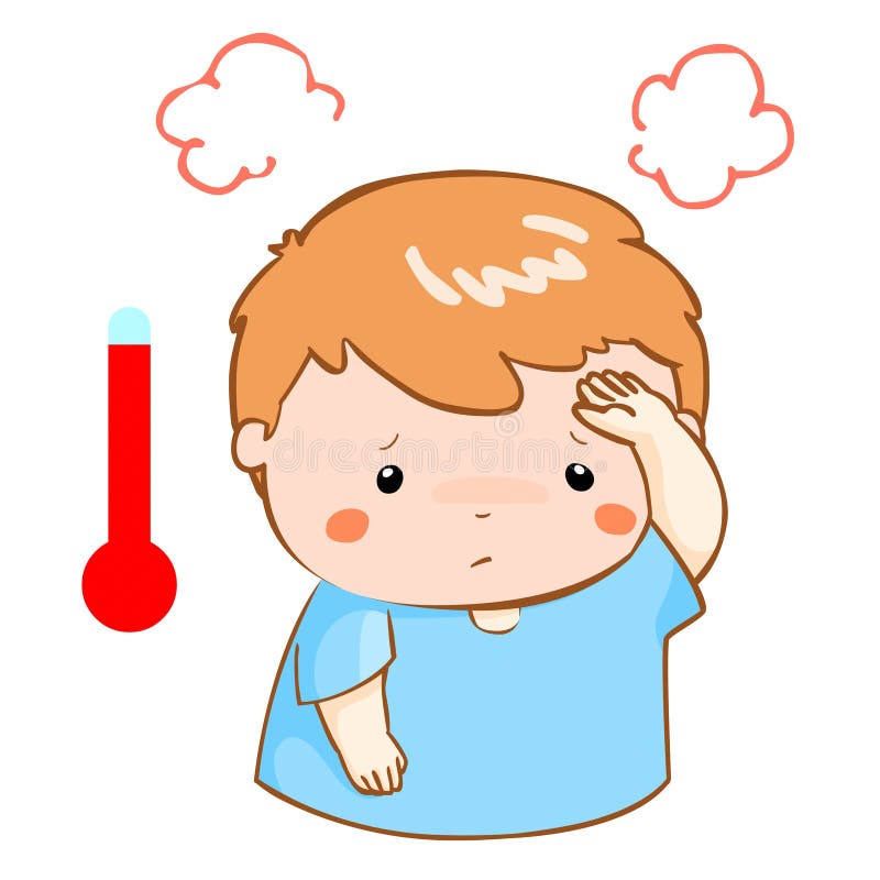Boy Got Fever High Temperature Cartoon Stock Vector - Illustration of cold,  medical: 62102853