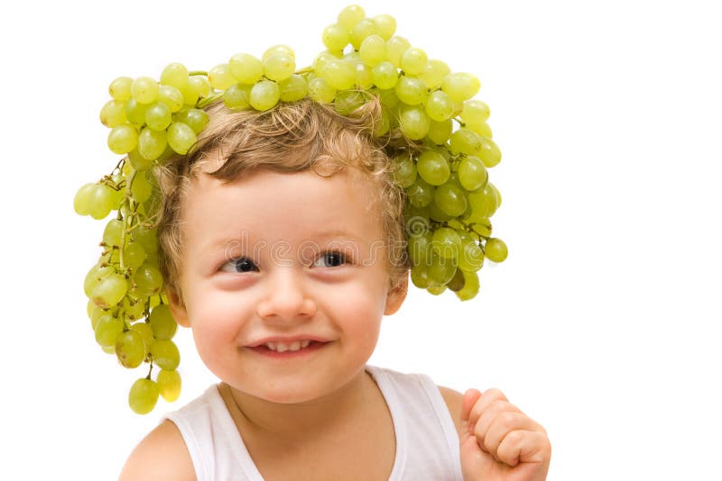 Boy with grapes stock photo. Image of head, cute, grapes 7283720