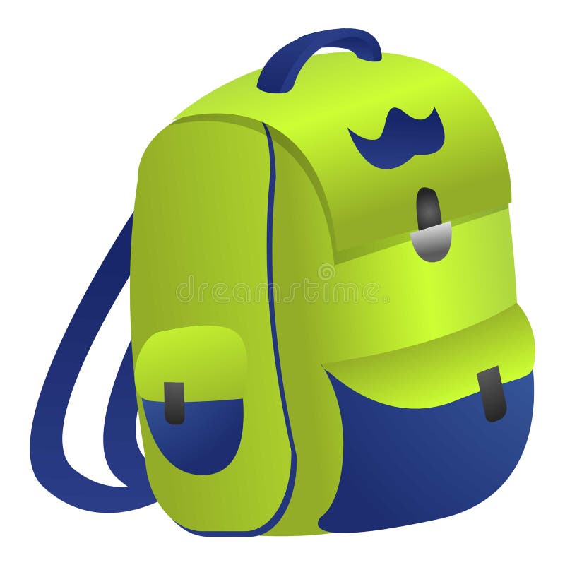 Boy Green Backpack Icon, Cartoon Style Stock Vector - Illustration of ...