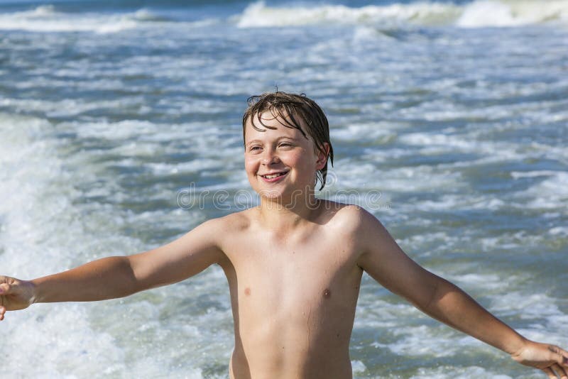 Boy has fun at the beach