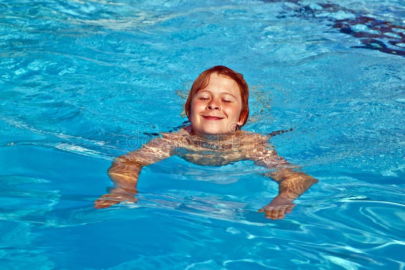 Boy has fun in the pool