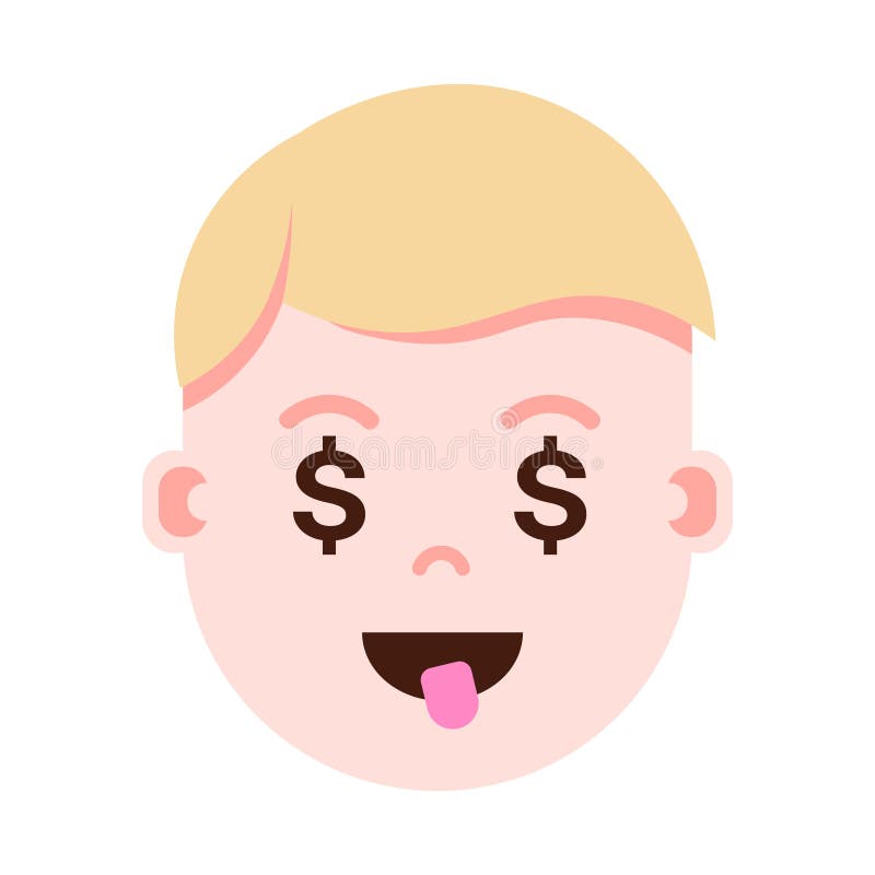 Boy Head Emoji Personage Icon with Facial Emotions, Avatar Character, Man  Dollar Face with Different Male Emotions Stock Vector - Illustration of  male, glad: 118117227