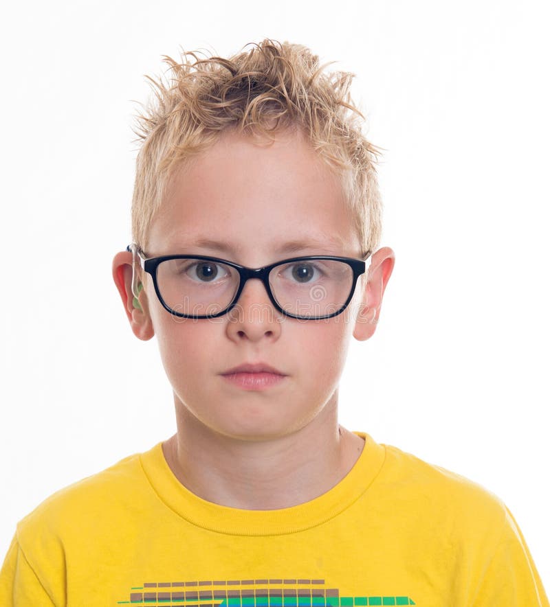Boy with Hearing Aid and Glasses Stock Photo Image of smiling, hard