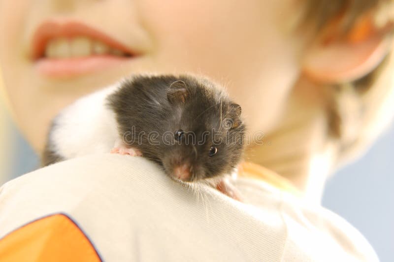 Boy with his hamster