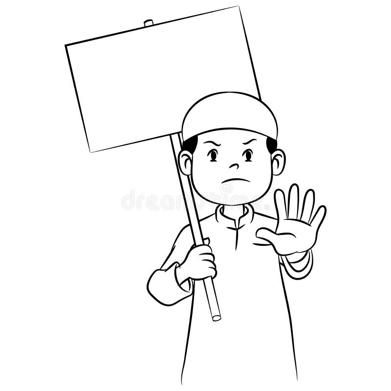 Boy Hold Board, Cartoon Illustration Stock Vector - Illustration of ...