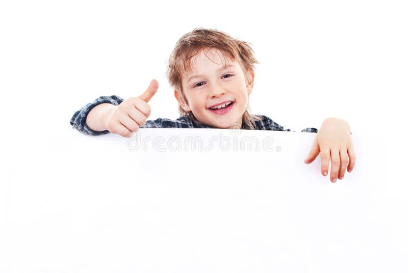 Boy holding a banner