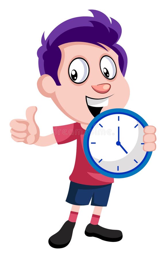 Cute Boy Holding Clock Isolated White Stock Illustrations 29 Cute Boy