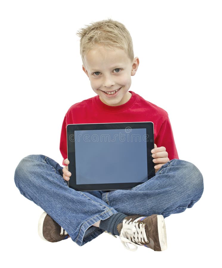 Boy holding ipad. Young boy showing an ipad Boy holding ipad. Young boy showing an ipad