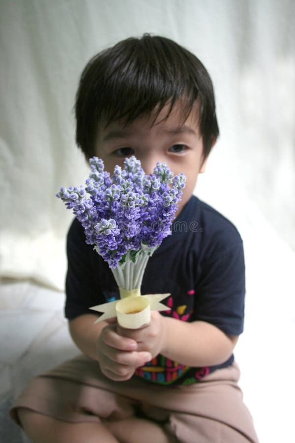 Boy holding lavender