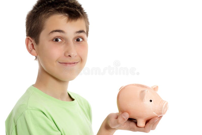 Boy holding a money box stock photo. Image of child, growth 11447774