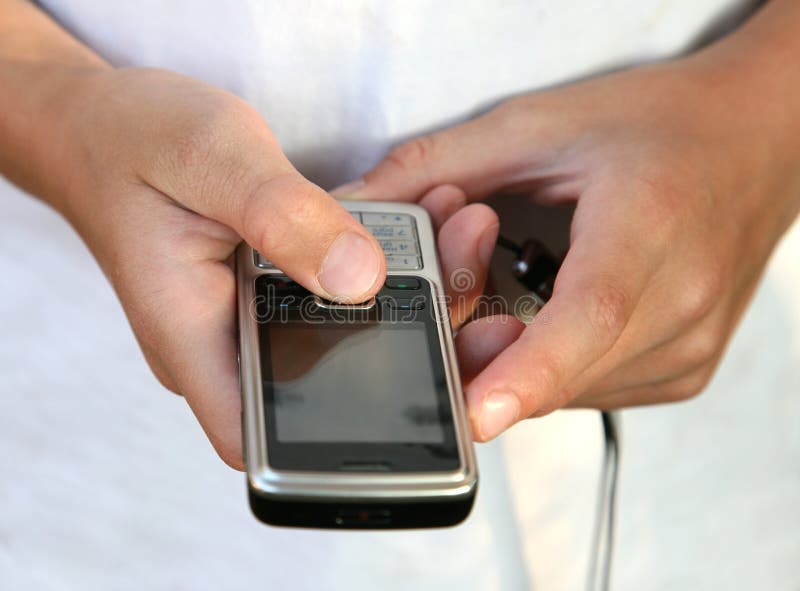 Boy holding phone stock photo. Image of mobile, navigation 5660294